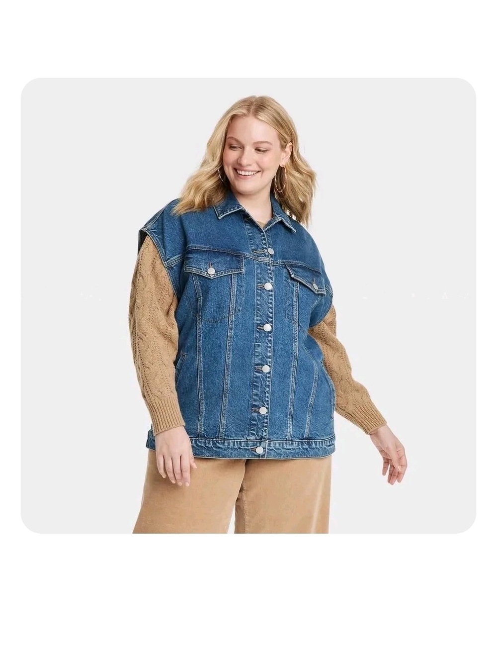 P112 Women's 80's Baggy Denim Vest - Universal Thread Medium Wash XXL